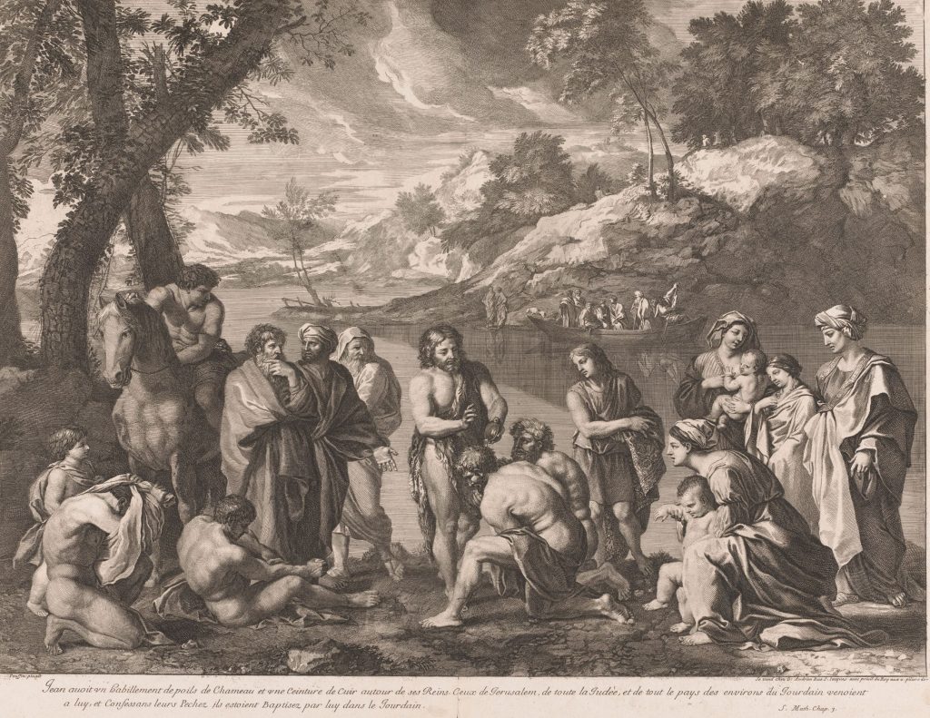 Johannes de Doper bij de Jordaan[Benoît Audran (I) (attributed to), after Nicolas Poussin, 1671 - 1703](RP-P-OB-63.664)Courtesy Rijksmuseum