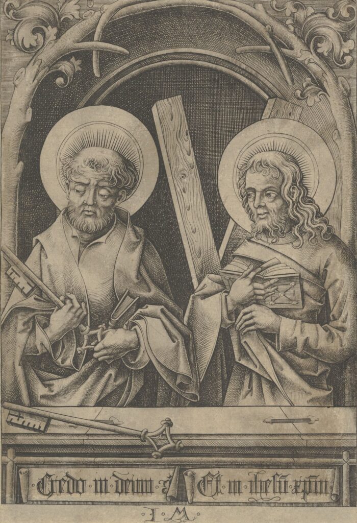 St. Peter and St. Andrew, from The Apostles; Israhel van Meckenem German(DP841616)Courtesy THE MET