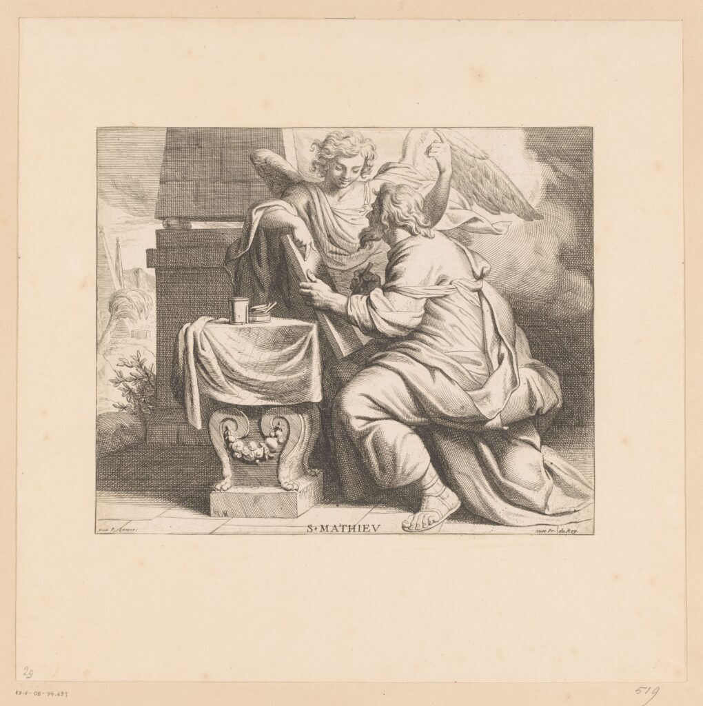 H. Matteüs en de engel, Monogrammist VA, 1600 - 1630(RP-P-OB-74.691)Courtesy Rijksmuseum