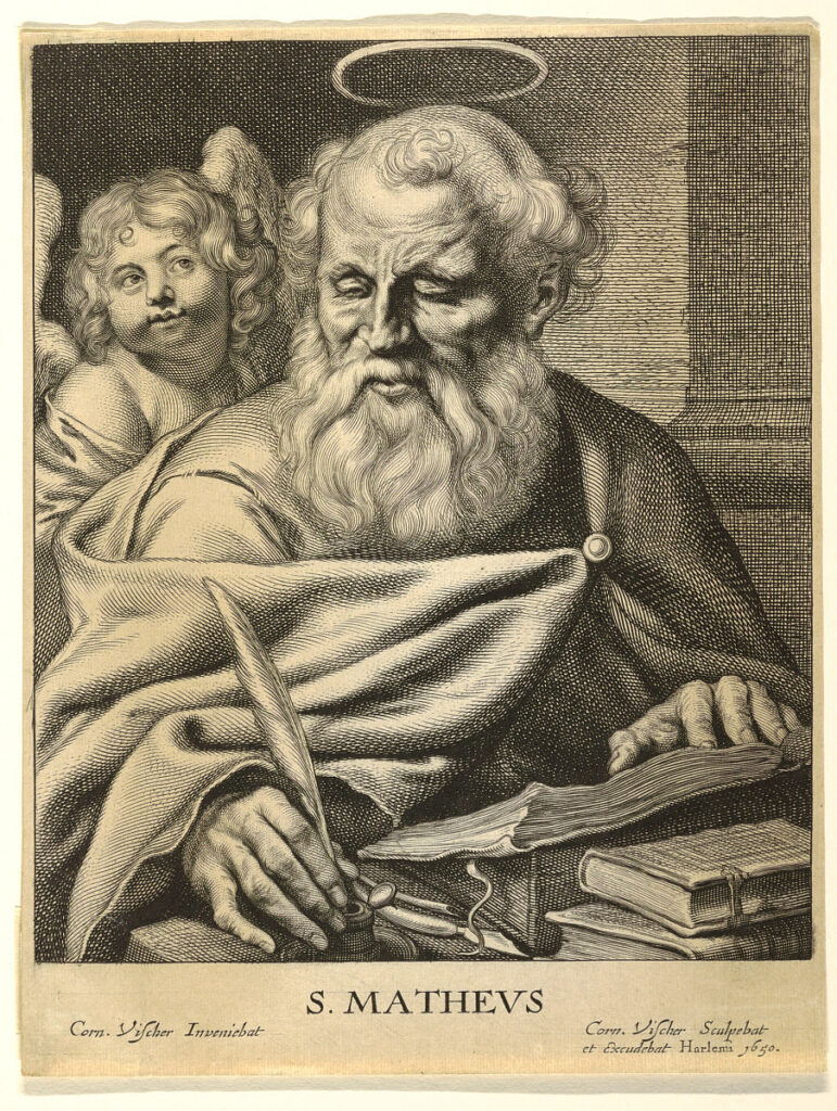 St. Matthew (S.Mathevs), Cornelis Visscher, Netherlandish, 1629-1658(CHSDM-399578C644E72-000001 screen image)Courtesy Cooper Hewitt, Smithsonian Design Museum