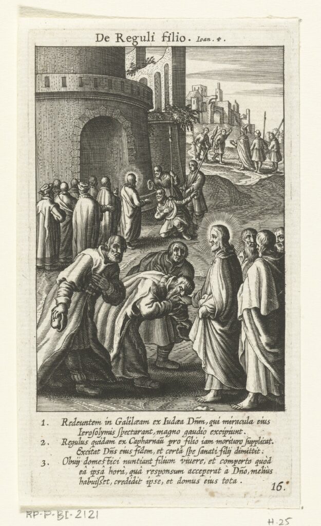 Hoofdman van Kafarnaüm vraagt Christus om zijn knecht te genezen, Boëtius Adamsz. Bolswert, 1622(RP-P-BI-2121)Courtesy Rijksmuseum