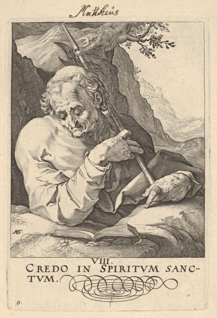 St. Matthew,from Christ, the Apostles and St. Paul with the Creed, ca. 1589, Hendrick Goltzius Netherlandish(DP832771)Courtesy THE MET