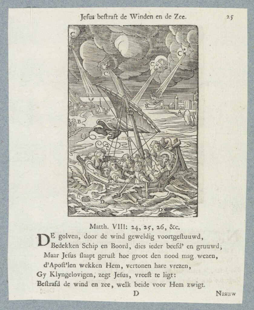 Storm op het Meer van Galilea, Christoffel van Sichem (II), after Adriaen Collaert, after Bernardino Passeri, 1740(RP-P-2015-17-91-2(R))Courtesy Rijksmuseum